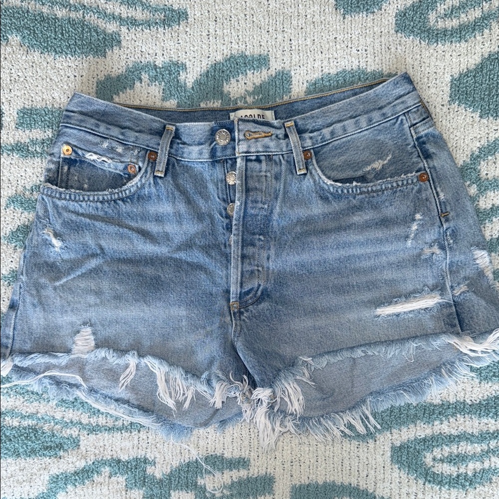 AGOLDE Women's Blue Denim Shorts, size 27
